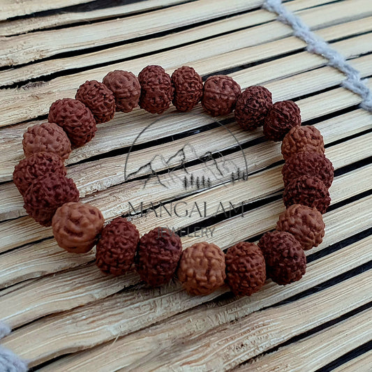 Ten Mukhi 12-13mm Bead Bracelet -Lab Certified, 10 Mukhi Rudraksha Bracelet, Shiva Bracelet, Yoga Bracelet, Ten Faced Rudraksha Bracelet