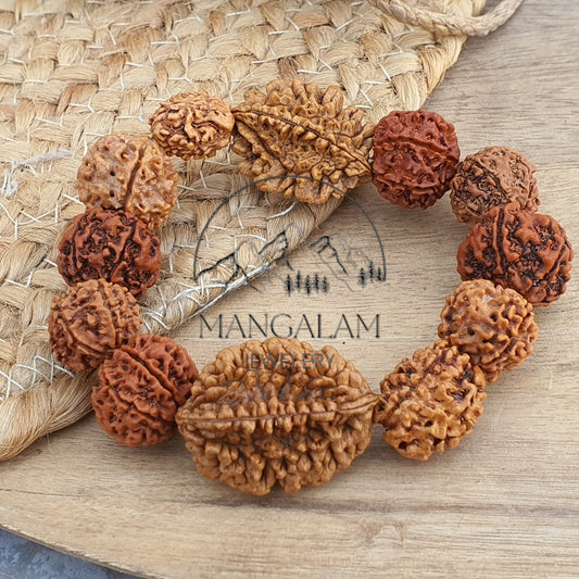 Rudraksha 2, 3, 4, 5, 6, 7 Mukhi (Face) Beads Mala Wrist Band Bracelet For Men and Women, Rudraksha Bracelet, Yoga Bracelet, Protection