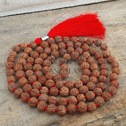 Authentic 5 Mukhi Nepali Rudraksha Mala 12MM- Lab Certified, Five Face Rudraksha Mala, 108+1 Beads, Nepalese Rudraksha Mala