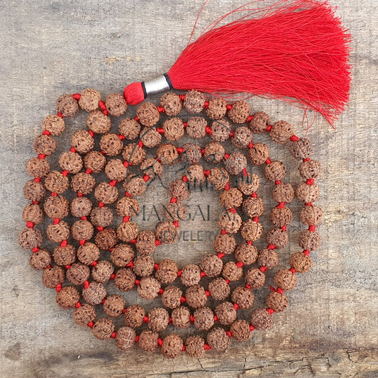 Authentic 5 Mukhi Nepali Rudraksha Mala 12MM- Lab Certified, Five Face Rudraksha Mala, 108+1 Beads, Nepalese Rudraksha Mala