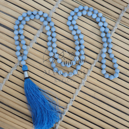 Connection Mala, Angelite Necklace, Angelite Mala, Meditation Beads, For Calming, Serenity, Gift For Yoga Lover, Connect to Angels