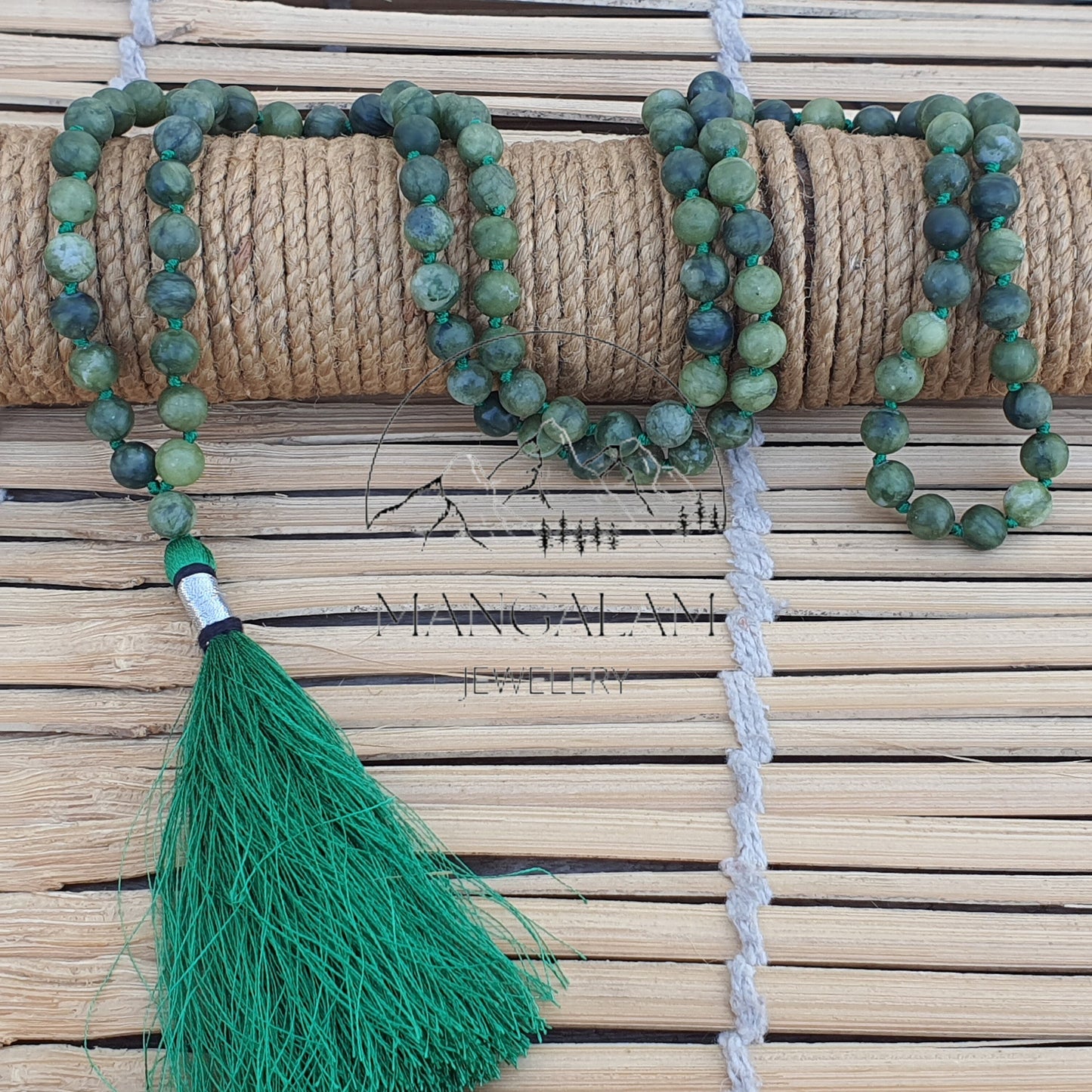 Nephrite Jade Mala Necklace, Yoga Gifts, Nephrite Jade Necklace, Statement Necklace, Spiritual Mala, 108 Bead Mala, Jade Crystal Necklace