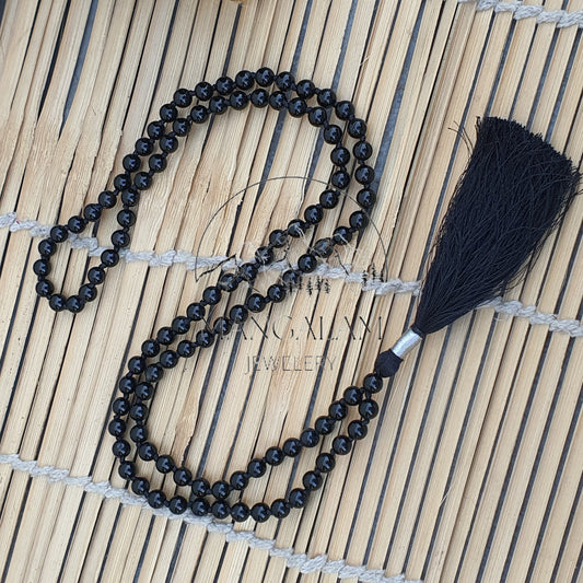 Natural Black Onyx Mala For Grounding, Black Onyx Necklace, 108 Mala Beads, Mala Necklace, Meditation Beads, Japa Mala, Gift For Yoga Lover
