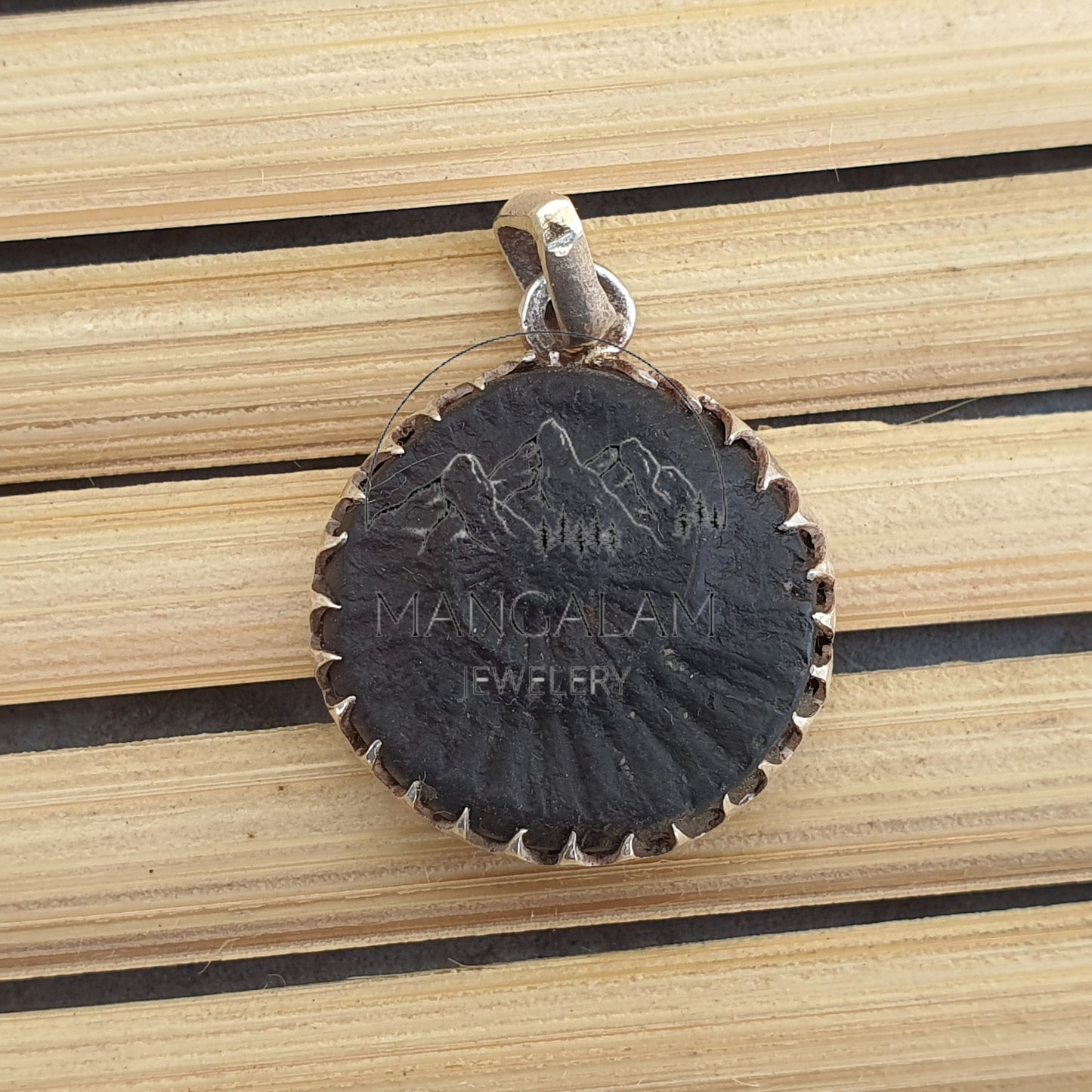 Surya Sudarshan Shaligram Pendant in Silver, Sudershan Shaligram Silver Locket, Sudarshan Saligram Stone Gandaki River Nepal