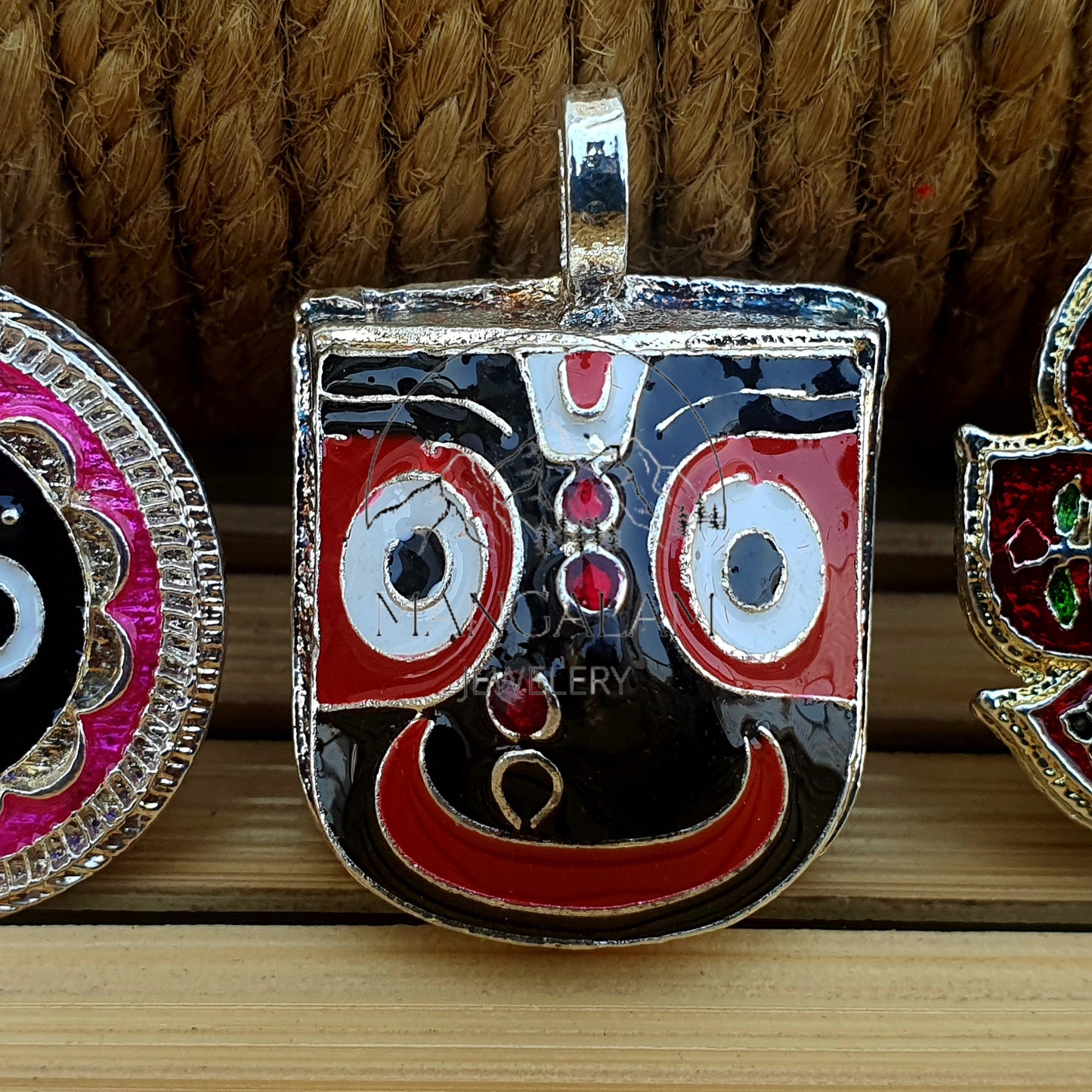 Jagannath Baladev and Subhadra Pendent - Sacred Hindu Deity Pendent for Worship and Silver Pendent