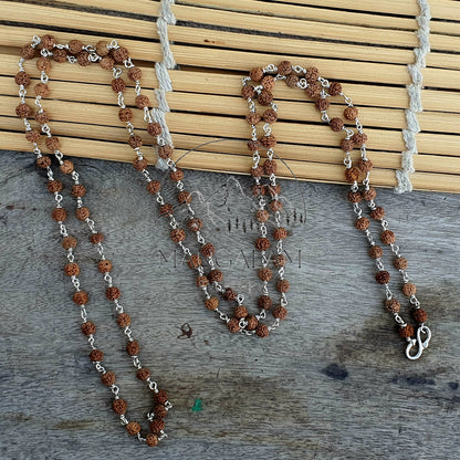 Silver Rudraksha Mala Necklace, Silver Rudraksha Necklace, India Women Mens Necklace, Hindu Shiva Necklace, Rudraksh Mala