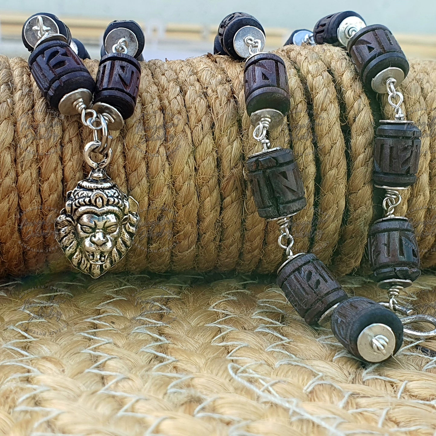 Tulsi Radha Engraved Necklace, in silver Narsimha Pendent Necklace, Krishna Necklace, Kantha Mala, God Gifts, Auspicious Gifts