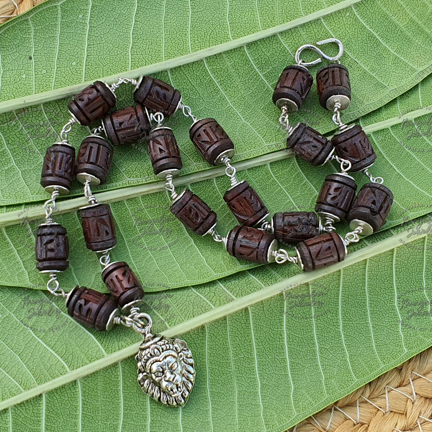 Tulsi Radha Engraved Necklace, in silver Narsimha Pendent Necklace, Krishna Necklace, Kantha Mala, God Gifts, Auspicious Gifts