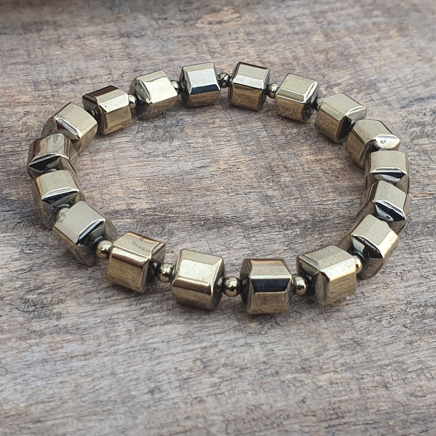Golden Pyrite Hexagon Shape Bracelet, Adjustable Bracelet, Healing Energy Stone Bracelet, Men & Women Hand Bracelet