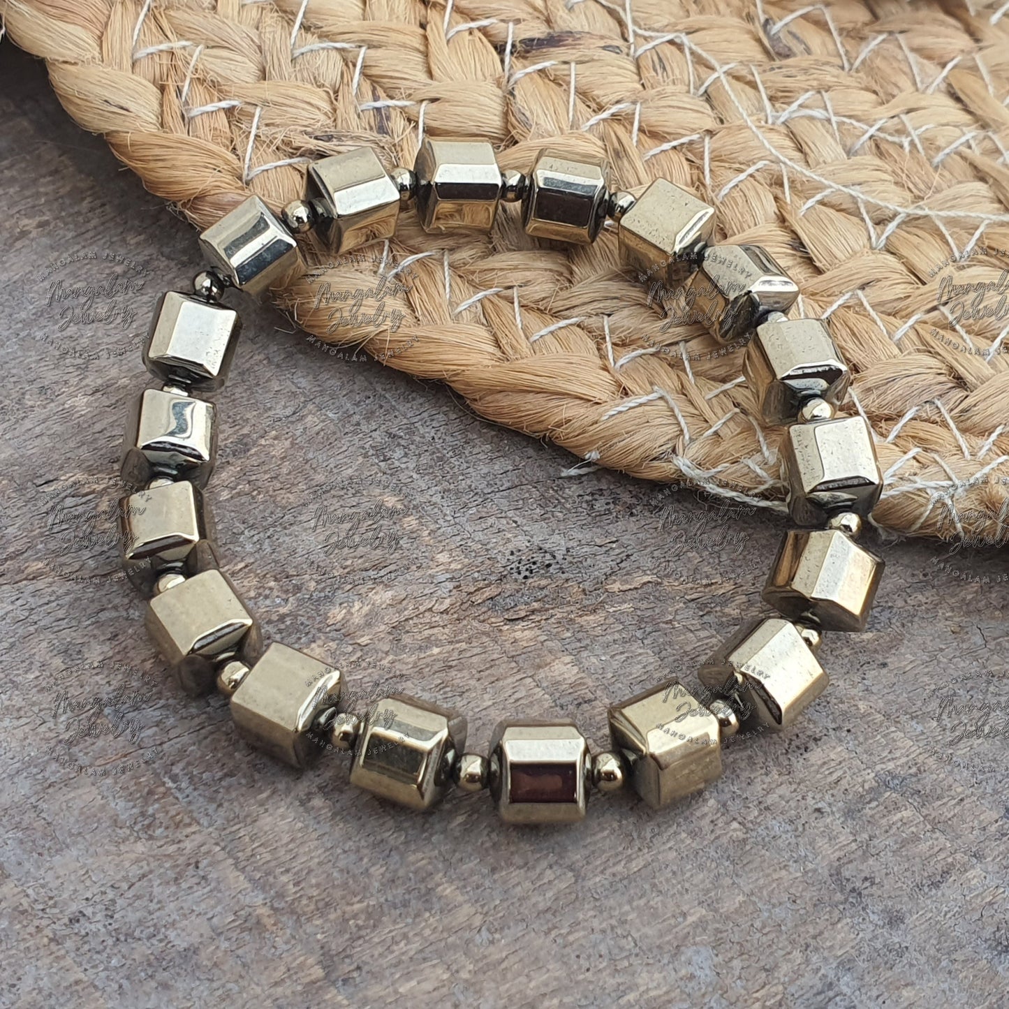 Golden Pyrite Hexagon Shape Bracelet, Adjustable Bracelet, Healing Energy Stone Bracelet, Men & Women Hand Bracelet