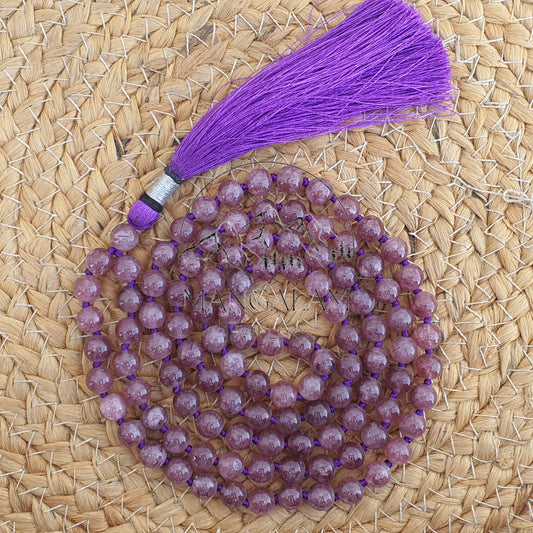 Pink Tourmaline Mala For Emotional Healing, Pink Tourmaline Necklace, 108 Mala Beads, Pink Tourmaline Beads, Statement Necklace