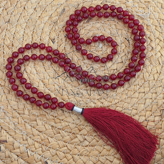 Red Jade Mala 8MM, Red Jade Necklace, Statement Necklace, Handmade Necklace, Statement Necklace, Mala Necklace, 108 Beads