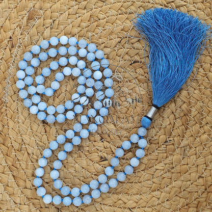 Natural AAA Celestite Mala Beads 108 , Statement Necklace, Knotted 108 Bead Mala , Japa Mala, Hand Made, Prayer Beads Necklace