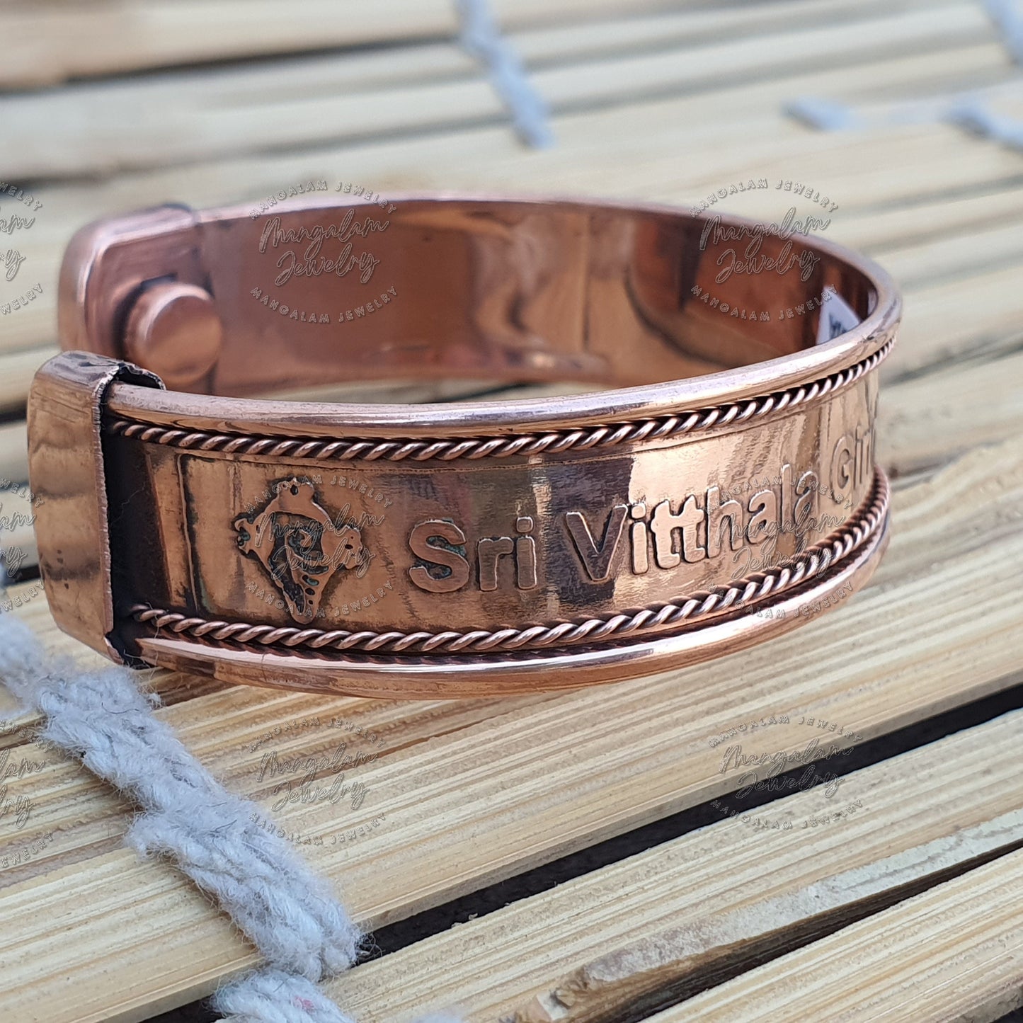 Shree Vitthala Giridhari Parabrahmane Namaha Copper Bracelet Lord Vitthal Bracelet Copper Bracelet , Gift For Meditation Lovers