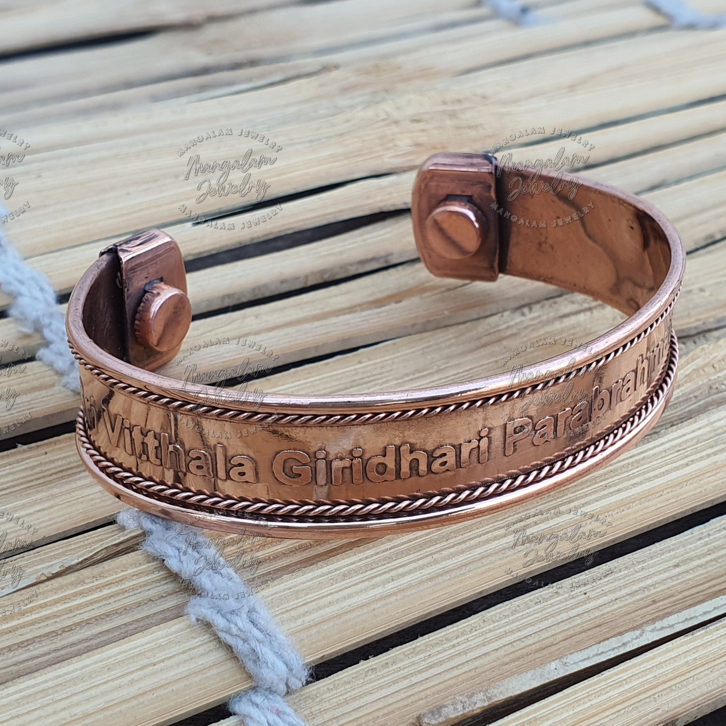 Shree Vitthala Giridhari Parabrahmane Namaha Copper Bracelet Lord Vitthal Bracelet Copper Bracelet , Gift For Meditation Lovers