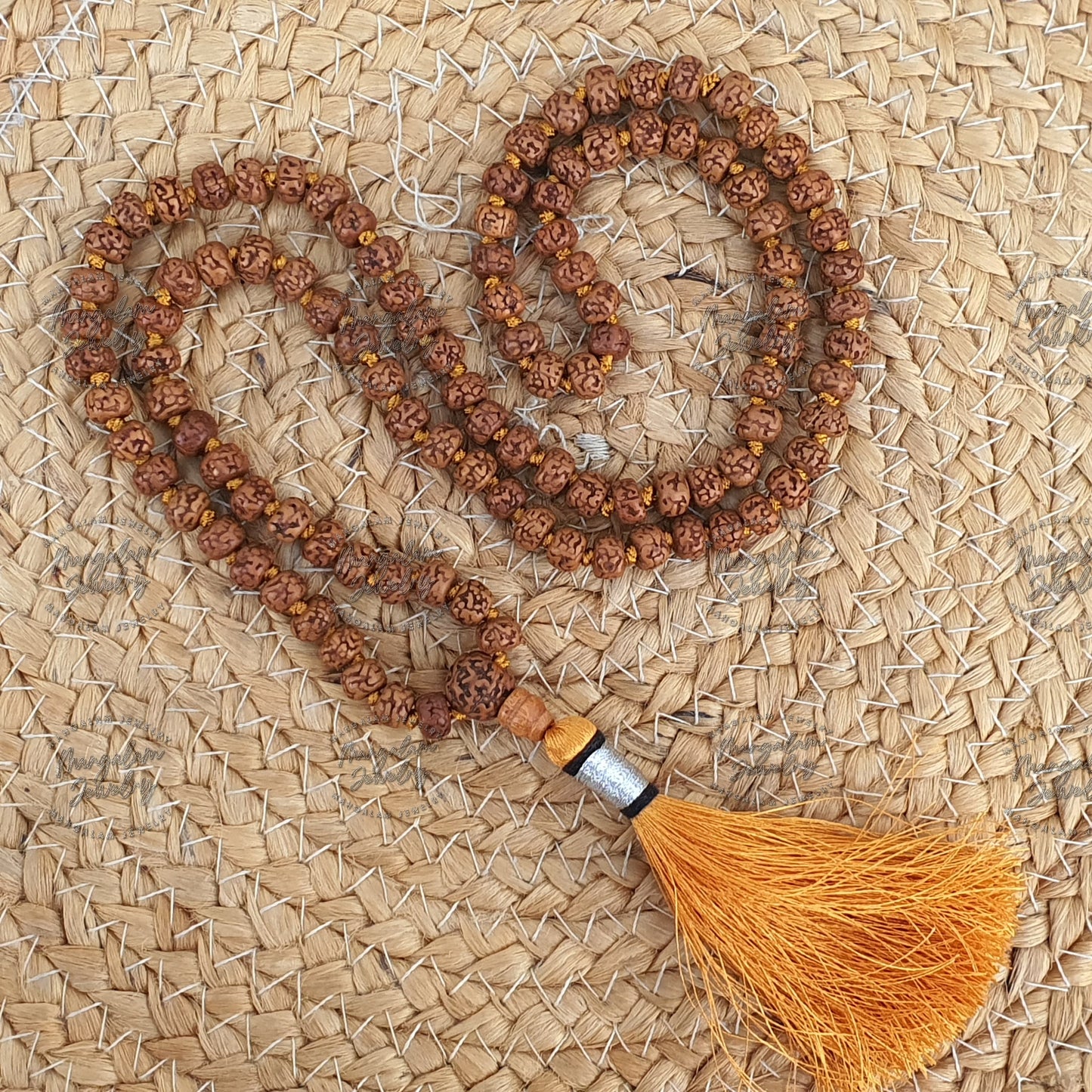 108 Natural Knotted Aged Rudraksha Seed Mala Prayer Beads, Sacred Rudraksha Mala, Meditation Mala Rosary, Buddhist Japa Mala, Rudraksha Bead