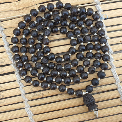 Black Tulsi Mala Necklace, 108 Mala Beads, Krishna Seed Necklace, God Gifts