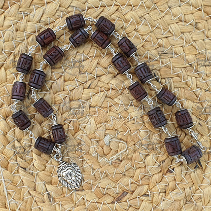 Tulsi Radha Engraved Necklace, in silver Narsimha Pendent Necklace, Krishna Necklace, Kantha Mala, God Gifts, Auspicious Gifts