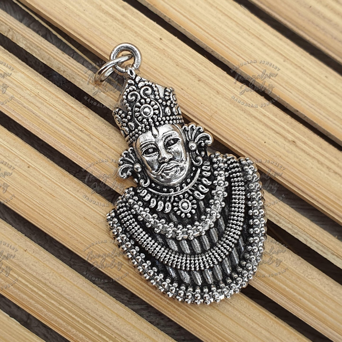 Divine Khatu Shyam Baba Pendant in White Metal - Spiritual Jewelry for Devotion and Protection"