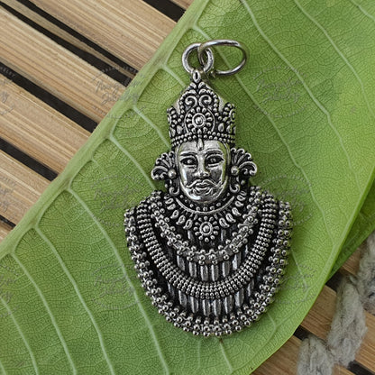 Divine Khatu Shyam Baba Pendant in White Metal - Spiritual Jewelry for Devotion and Protection"
