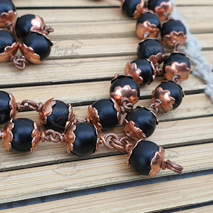 Copper Shaligram Mala, Shaligram Necklace, Copper Rosary Mala, Symbolic Necklace