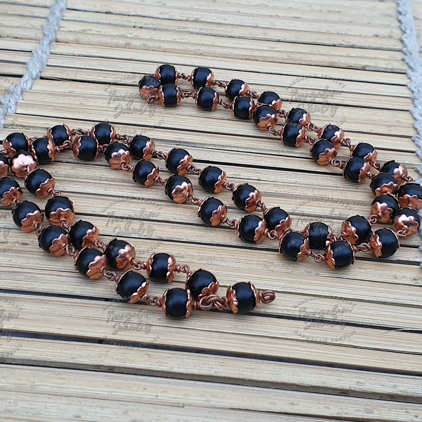 Copper Shaligram Mala, Shaligram Necklace, Copper Rosary Mala, Symbolic Necklace