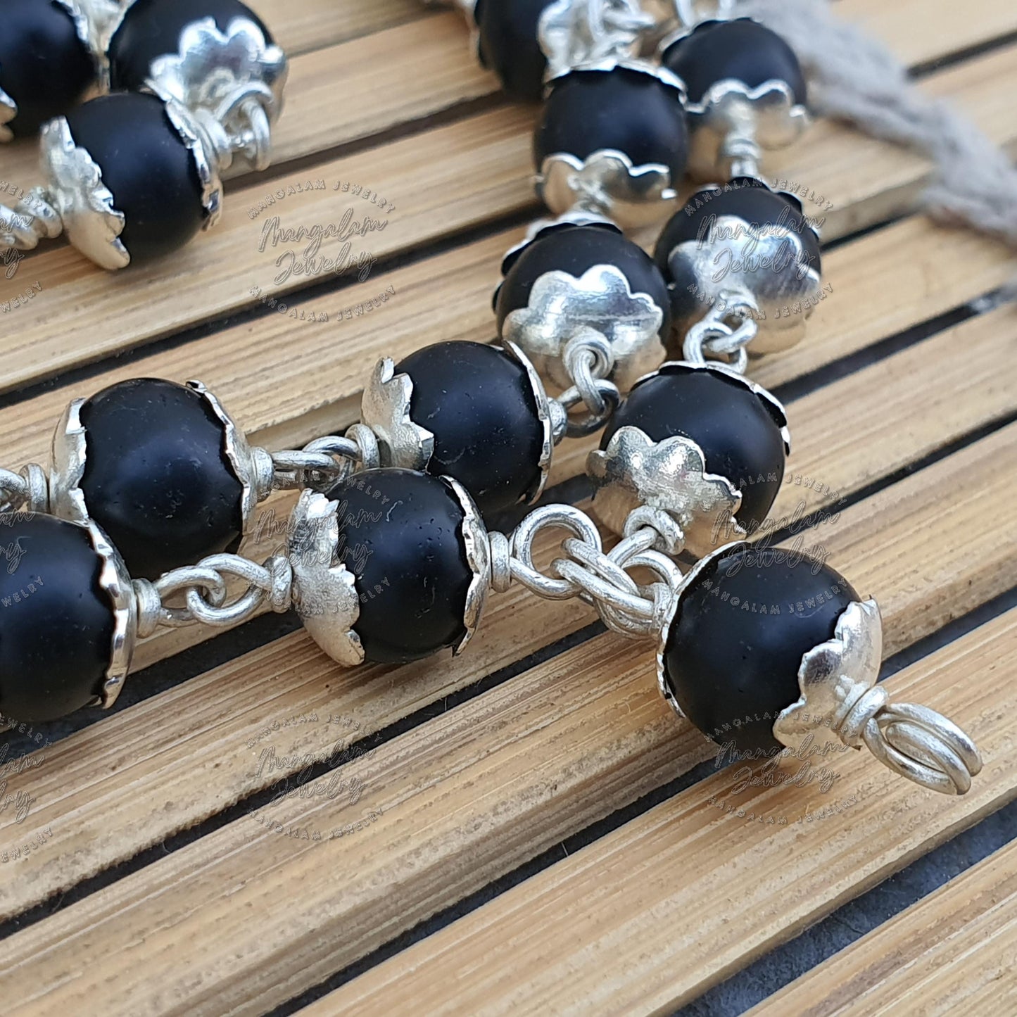 Silver Shaligram Mala, Shaligram Necklace, 925 Sterling Silver Rosary Mala, Symbolic Necklace