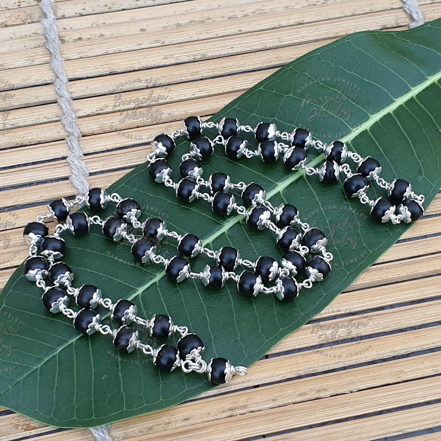 Silver Shaligram Mala, Shaligram Necklace, 925 Sterling Silver Rosary Mala, Symbolic Necklace