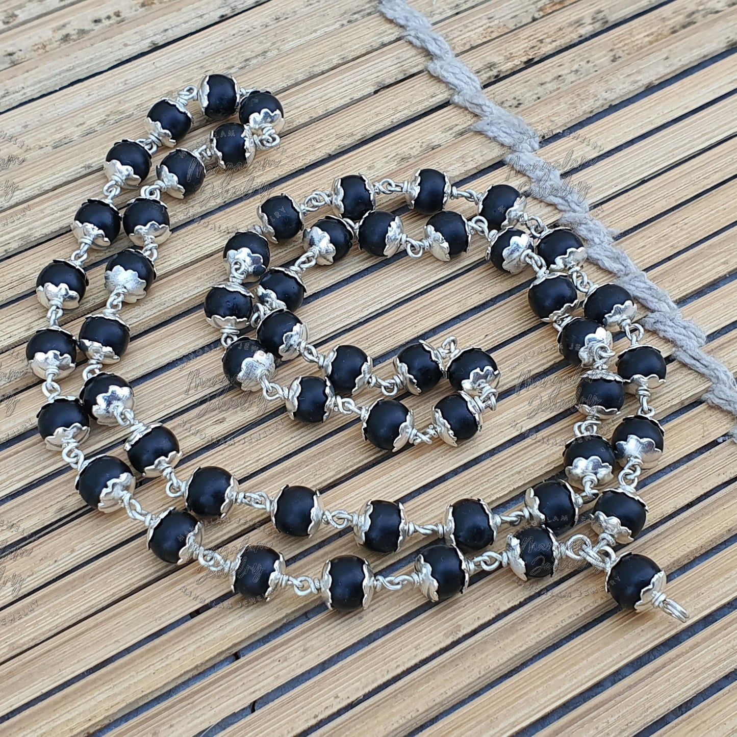 Silver Shaligram Mala, Shaligram Necklace, 925 Sterling Silver Rosary Mala, Symbolic Necklace