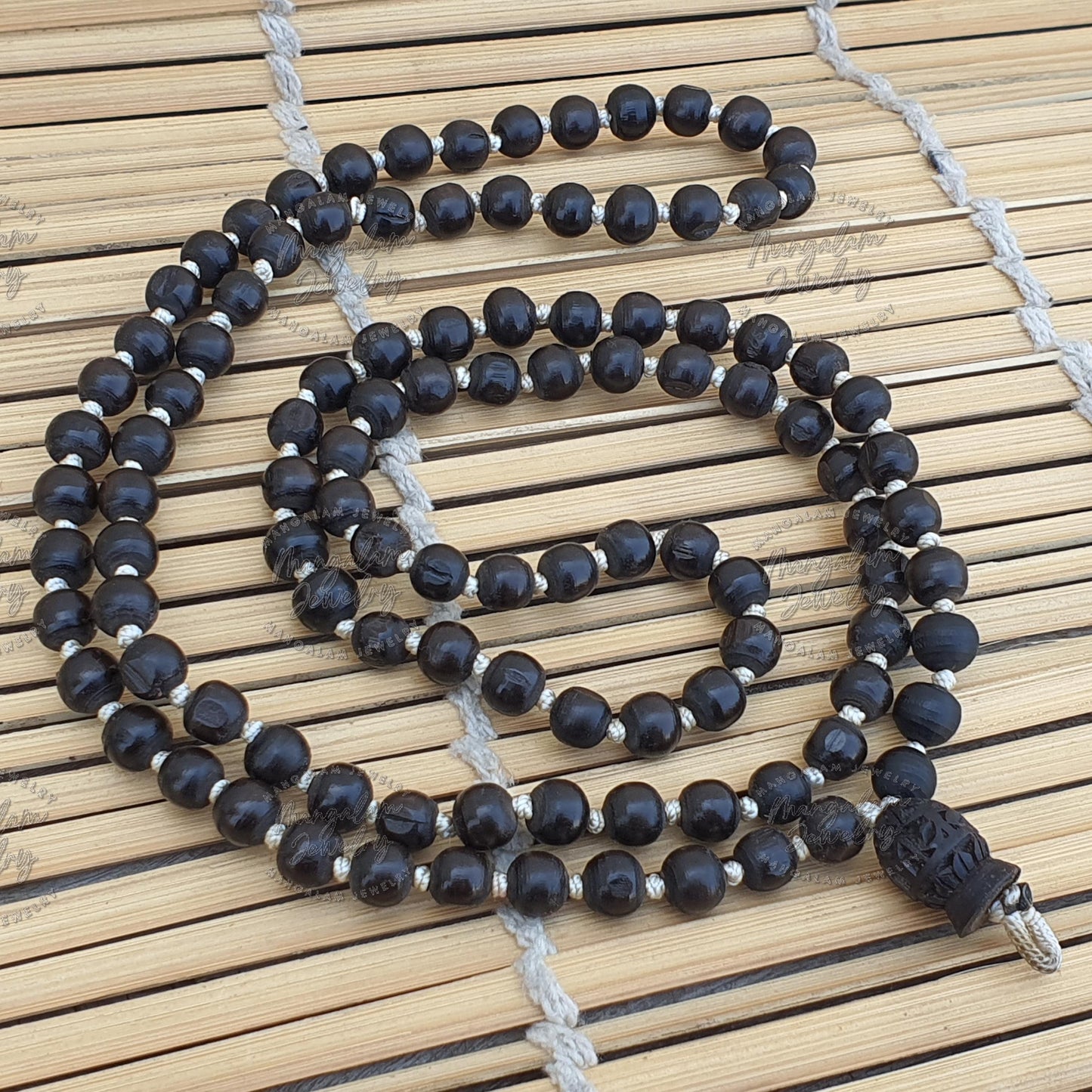 Black Tulsi Mala Necklace, 108 Mala Beads, Krishna Seed Necklace, God Gifts