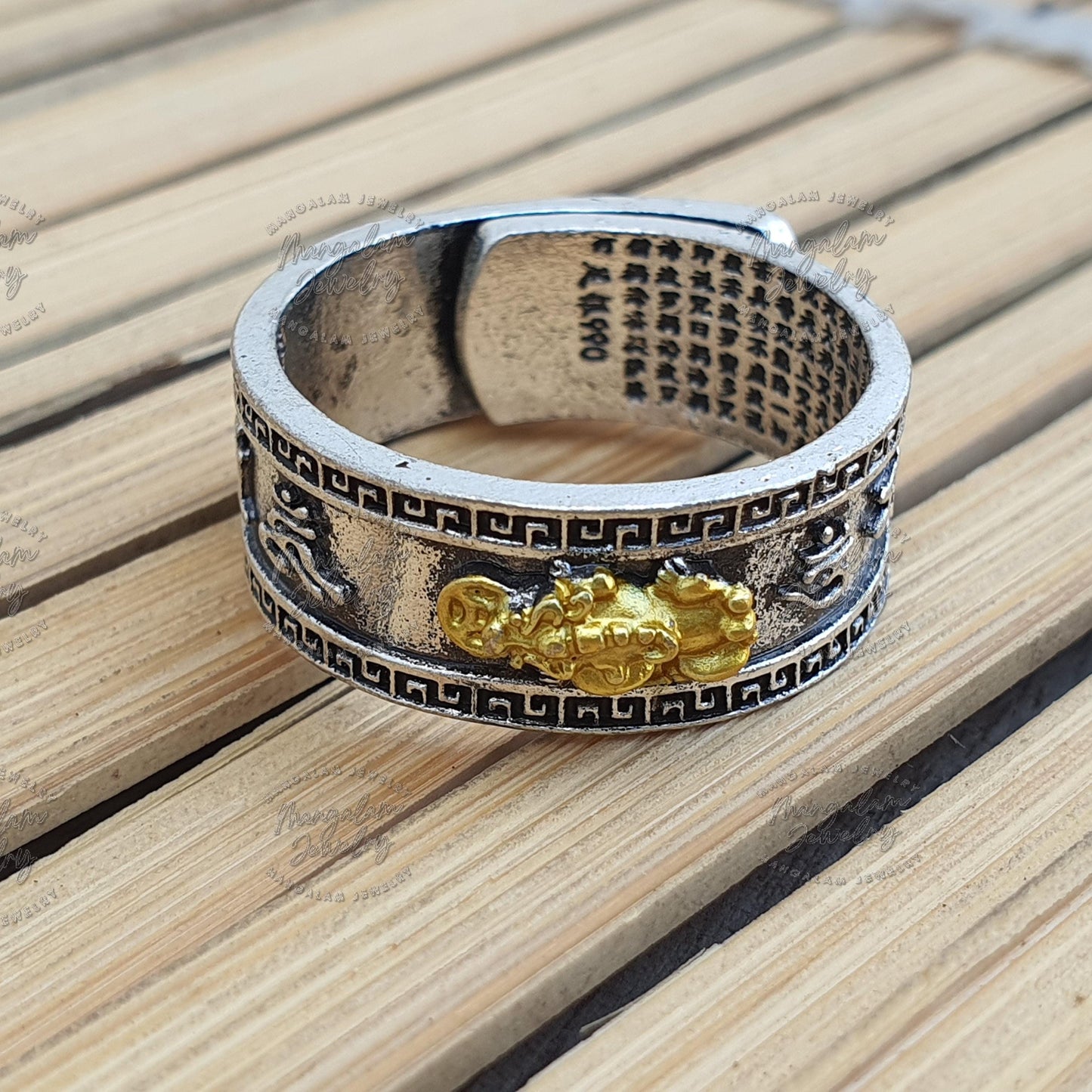 Adjustable Pixiu Ring and Pixiu Bracelet- Feng Shui Wealth Symbol Jewelry for Prosperity