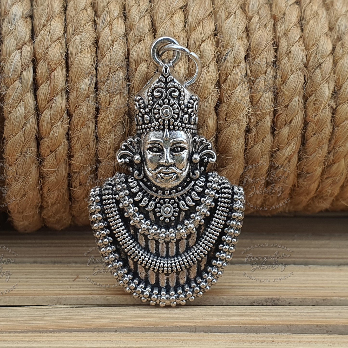 Divine Khatu Shyam Baba Pendant in White Metal - Spiritual Jewelry for Devotion and Protection"