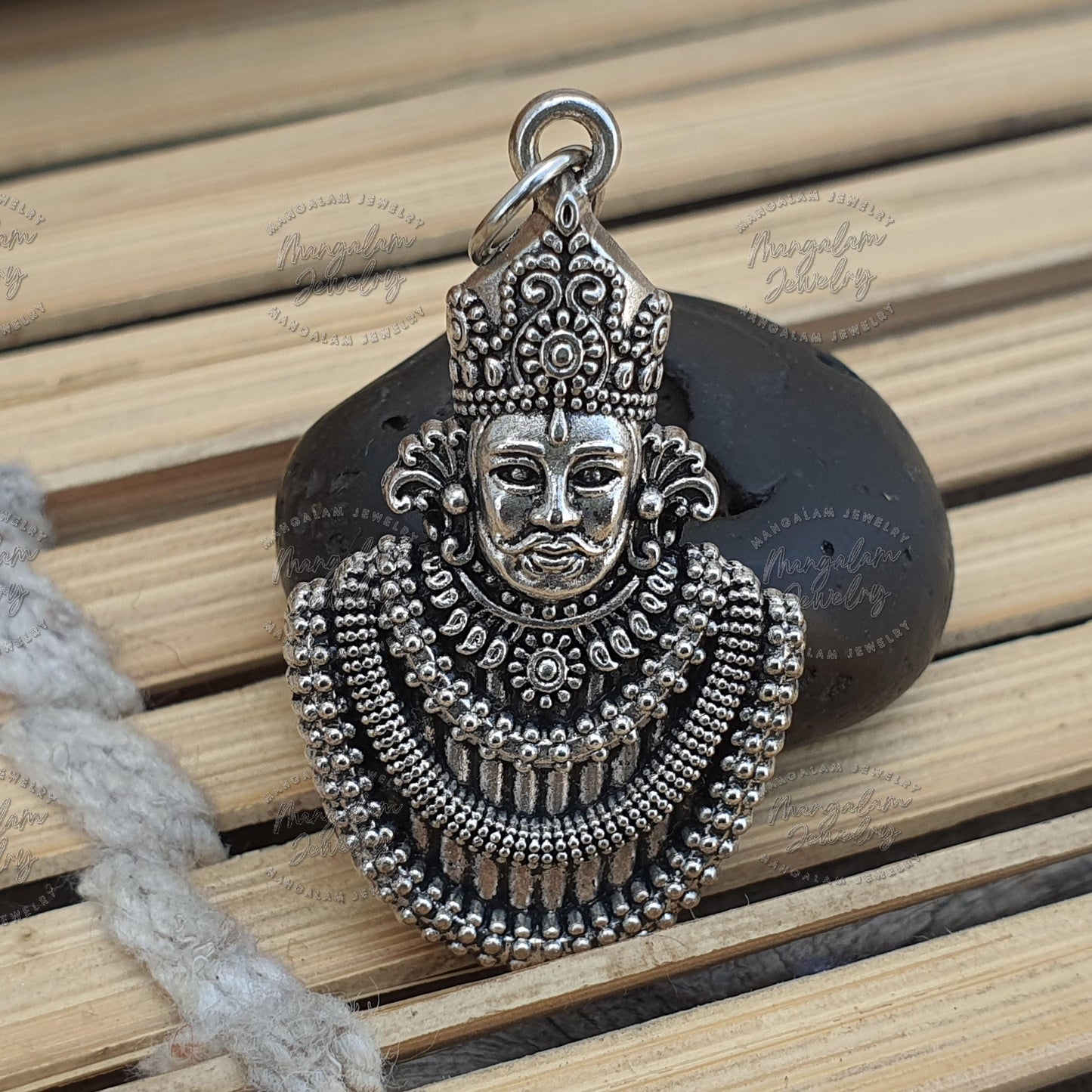 Divine Khatu Shyam Baba Pendant in White Metal - Spiritual Jewelry for Devotion and Protection"