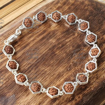 925 Sterling Silver Capped Rudraksha Beads Bracelet, Rudraksha bracelet silver, Rudraksha Bracelet, Silver Bracelet, Rudraksha hand bracelet