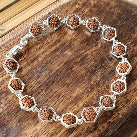 925 Sterling Silver Capped Rudraksha Beads Bracelet, Rudraksha bracelet silver, Rudraksha Bracelet, Silver Bracelet, Rudraksha hand bracelet