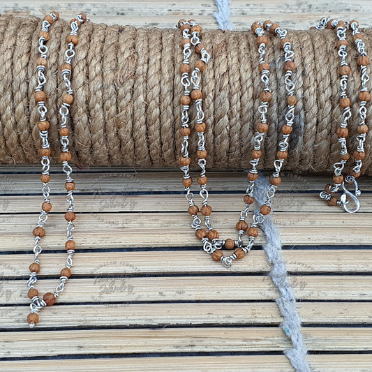 Rudrani Silver Necklace, Female Part of Rudraksha Beads - Silver Rudrani Mala Rosary, Rudraksha Beads Mala Necklace - Shakti Mala