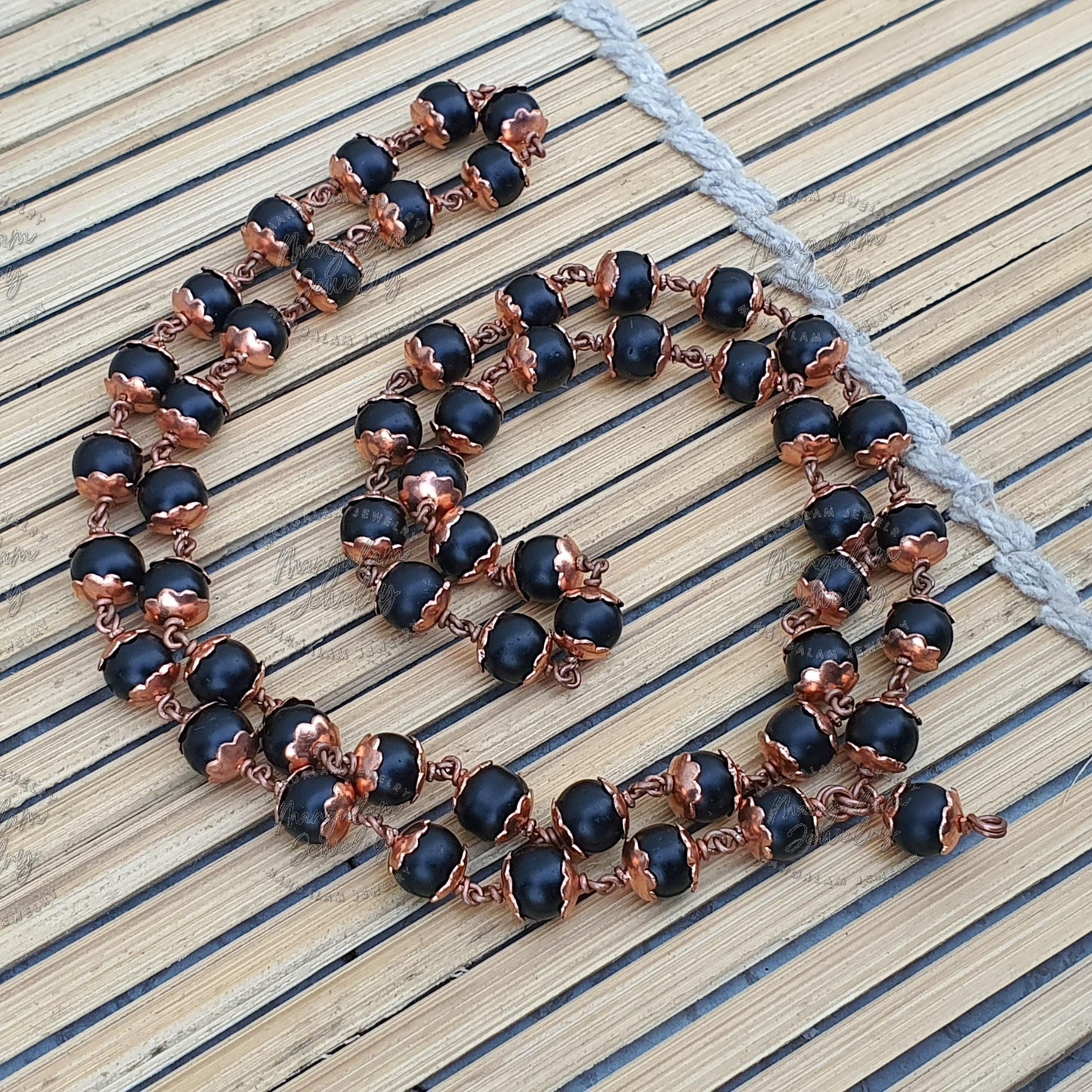 Copper Shaligram Mala, Shaligram Necklace, Copper Rosary Mala, Symbolic Necklace