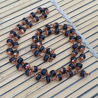 Copper Shaligram Mala, Shaligram Necklace, Copper Rosary Mala, Symbolic Necklace