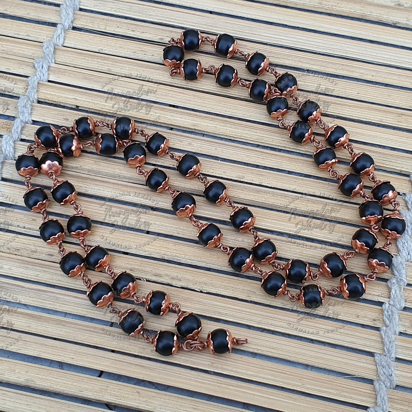 Copper Shaligram Mala, Shaligram Necklace, Copper Rosary Mala, Symbolic Necklace