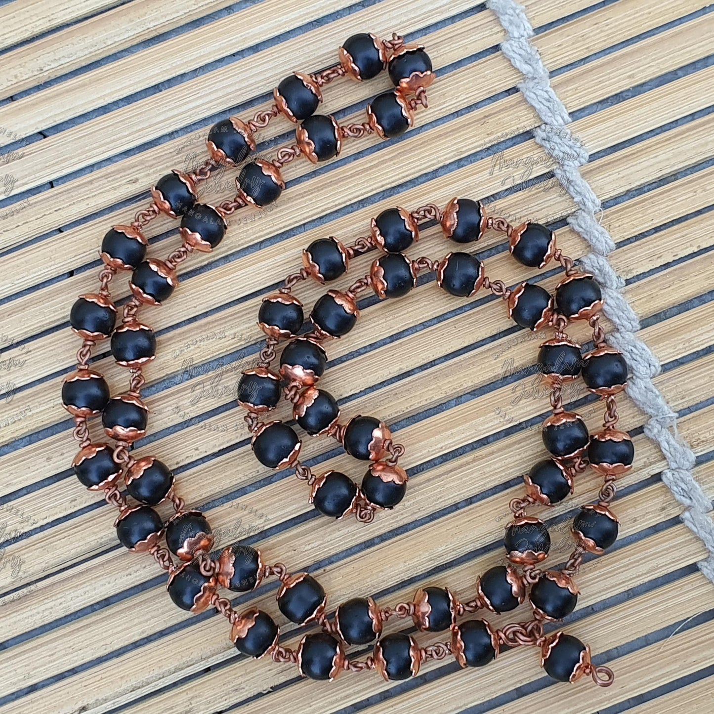 Copper Shaligram Mala, Shaligram Necklace, Copper Rosary Mala, Symbolic Necklace