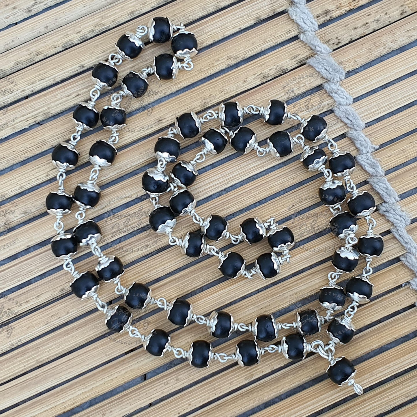 Silver Shaligram Mala, Shaligram Necklace, 925 Sterling Silver Rosary Mala, Symbolic Necklace