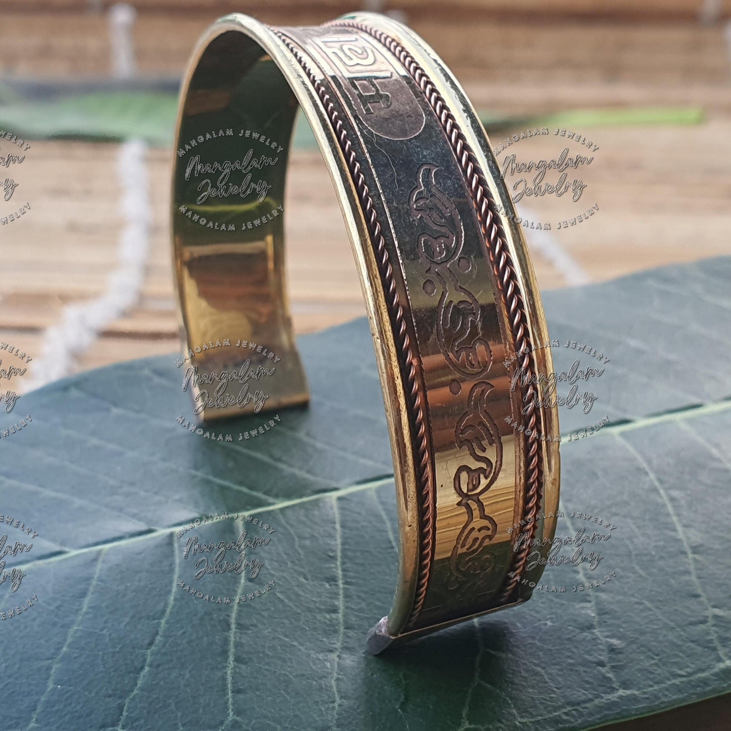 MahaKal Copper Magnetic Bracelet, Hindu God Engraved Bracelet, Hammered Cuff Bracelet, Pain Relief Bracelet with magnet