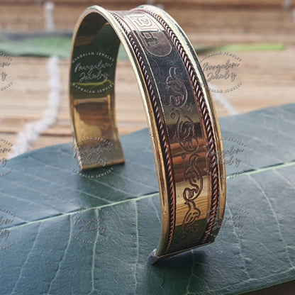 MahaKal Copper Magnetic Bracelet, Hindu God Engraved Bracelet, Hammered Cuff Bracelet, Pain Relief Bracelet with magnet