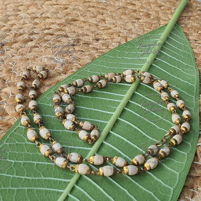 White Tulsi Necklace, Tulsi Rosary in Copper, Tulsi Necklace, Hare Krishna Necklace, Tulsi Necklace, Holy Basil Seeds, Tulsi Radhe Mala