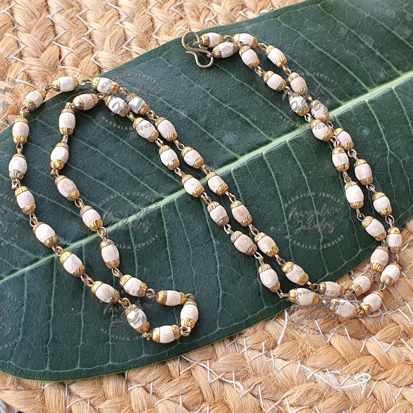 White Tulsi Necklace, Tulsi Rosary in Copper, Tulsi Necklace, Hare Krishna Necklace, Tulsi Necklace, Holy Basil Seeds, Tulsi Radhe Mala