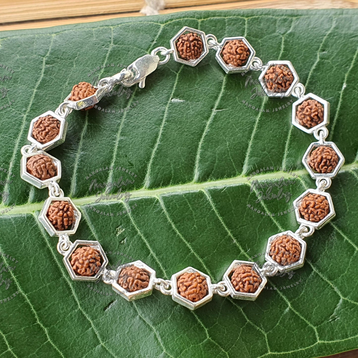 925 Sterling Silver Capped Rudraksha Beads Bracelet, Rudraksha bracelet silver, Rudraksha Bracelet, Silver Bracelet, Rudraksha hand bracelet