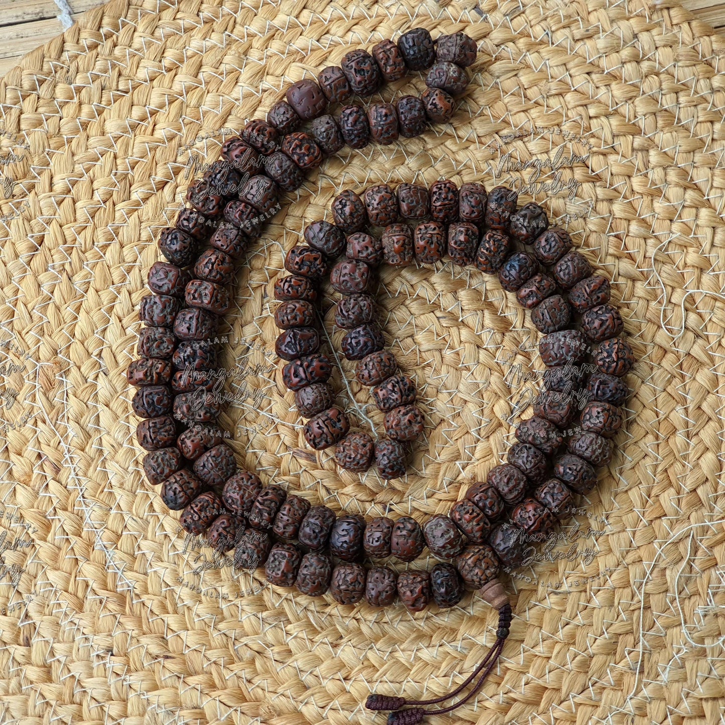 Tibetan Nepal 108 Old Oiled Rudraksh Bodhi Prayer Beads- Big 18mm Size Beads, Protection Necklace, Rudraksha Mala, Hindu Prayer Beads