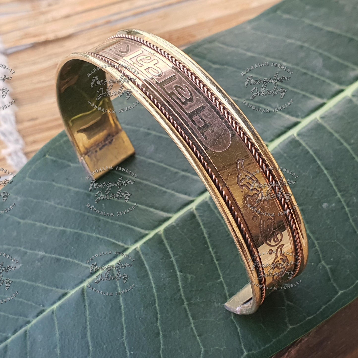 MahaKal Copper Magnetic Bracelet, Hindu God Engraved Bracelet, Hammered Cuff Bracelet, Pain Relief Bracelet with magnet