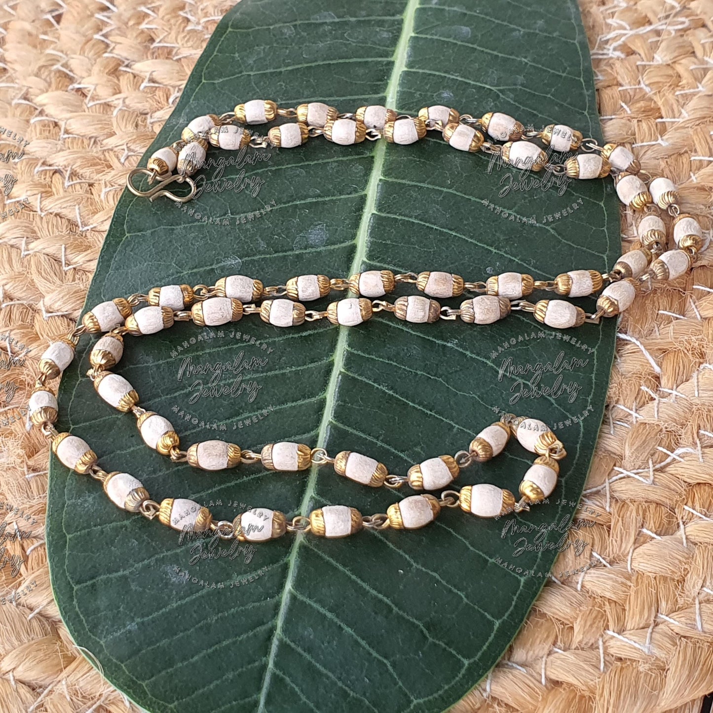 White Tulsi Necklace, Tulsi Rosary in Copper, Tulsi Necklace, Hare Krishna Necklace, Tulsi Necklace, Holy Basil Seeds, Tulsi Radhe Mala