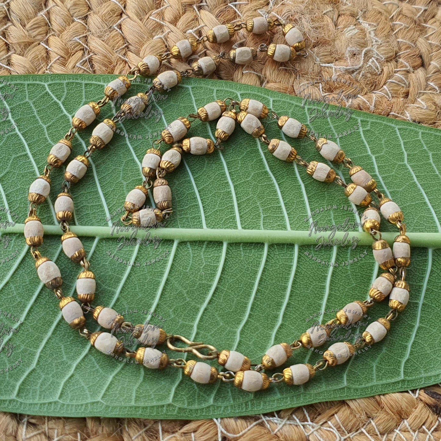 White Tulsi Necklace, Tulsi Rosary in Copper, Tulsi Necklace, Hare Krishna Necklace, Tulsi Necklace, Holy Basil Seeds, Tulsi Radhe Mala